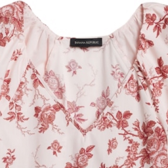 Banana Republic V-Neck Poplin Puff-Sleeve Top NWOT - Picture 2 of 4